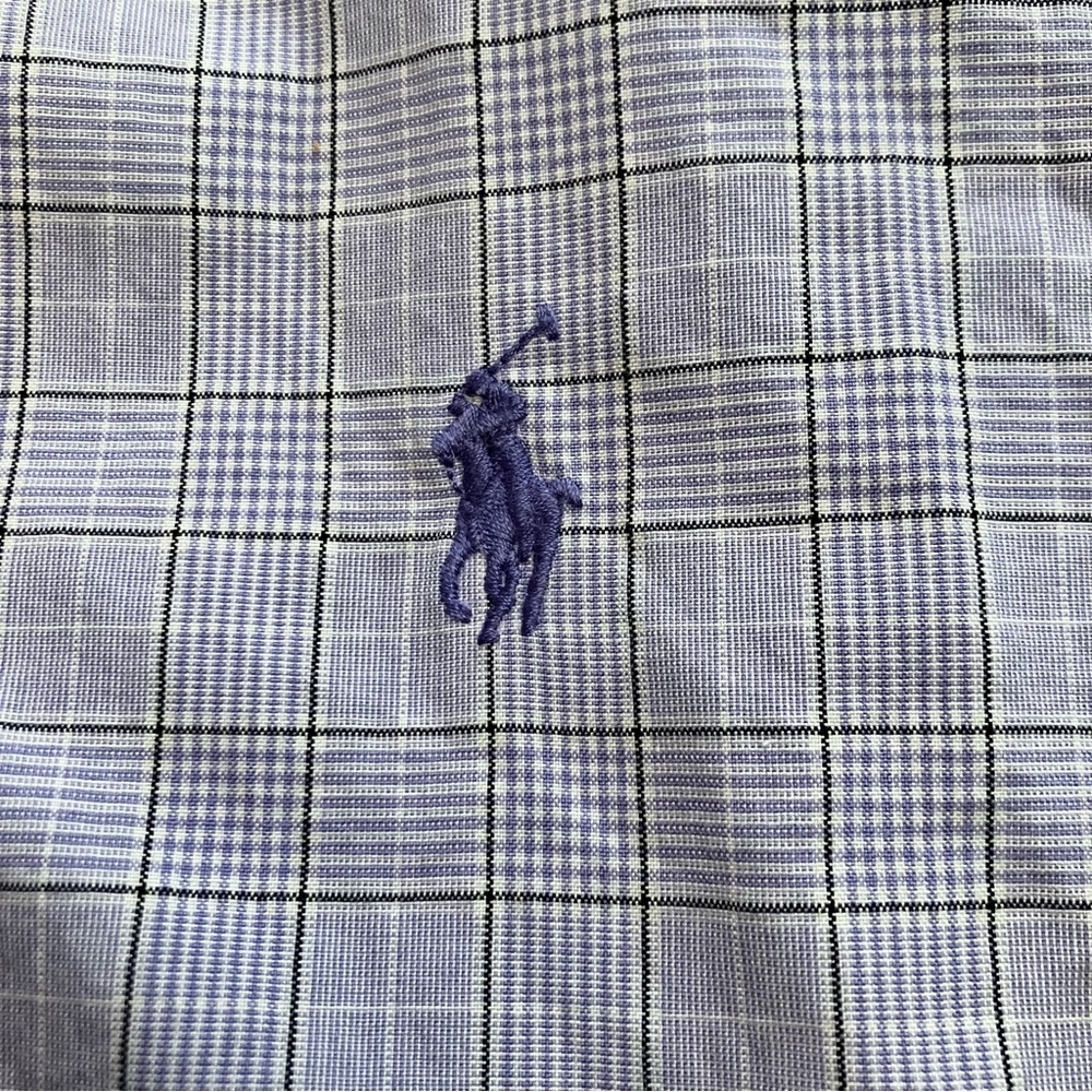 Ralph Lauren‎ Shirt Mens Size XL Button Up Plaid Long Sleeve White Blue Pony - Picture 2 of 9